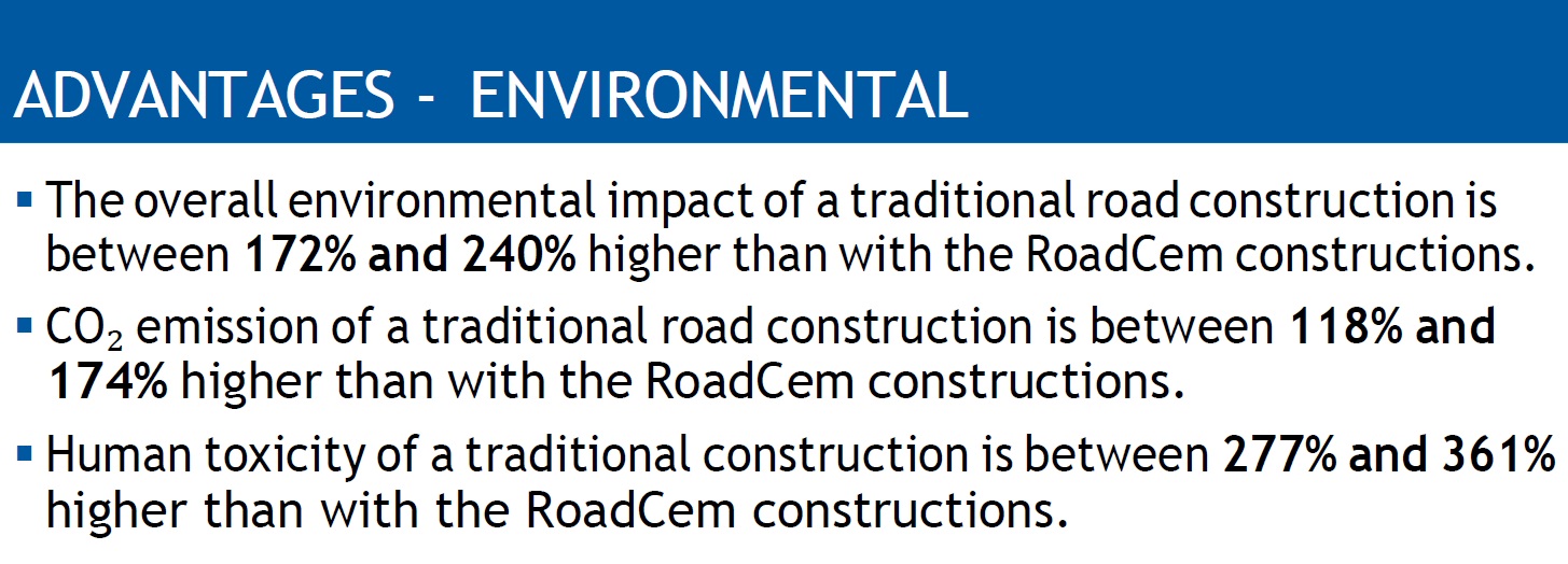 RoadCem advantages - Environmental